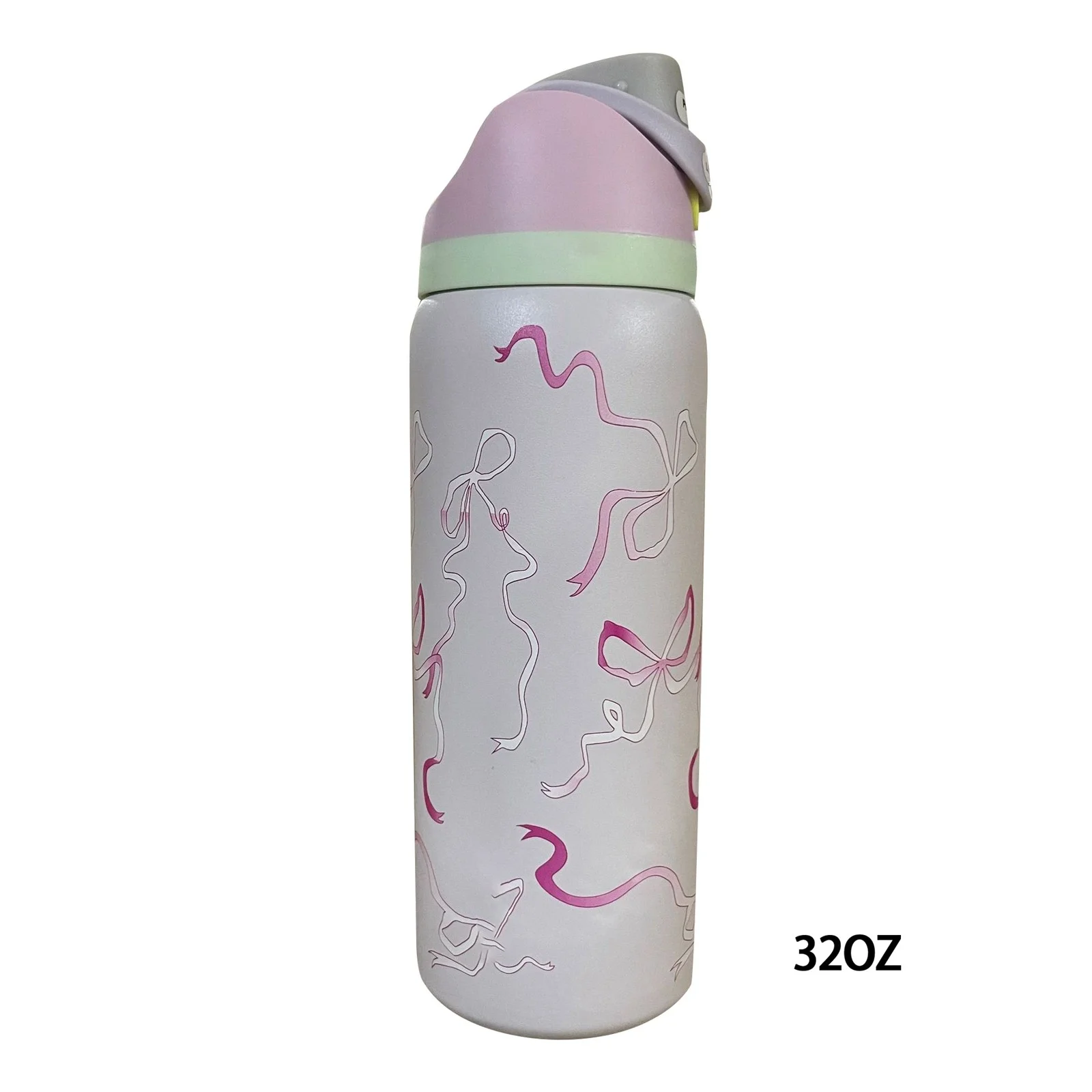 Owala Special Edition 32oz Stainless Steel FreeSip Water Bottle with Pink Ties and Bows