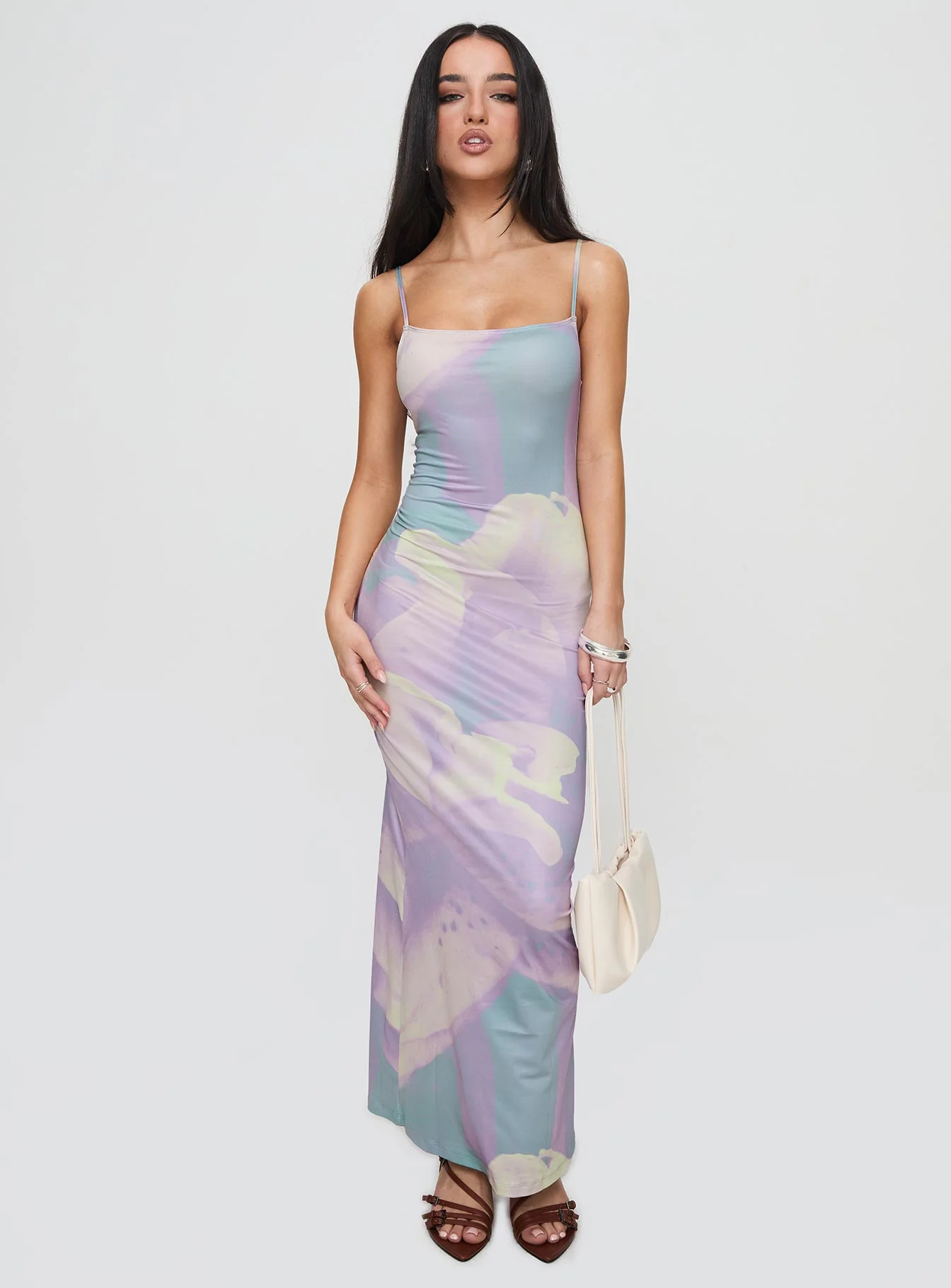 Norila Maxi Dress Slinky Orchid Petals Lilac