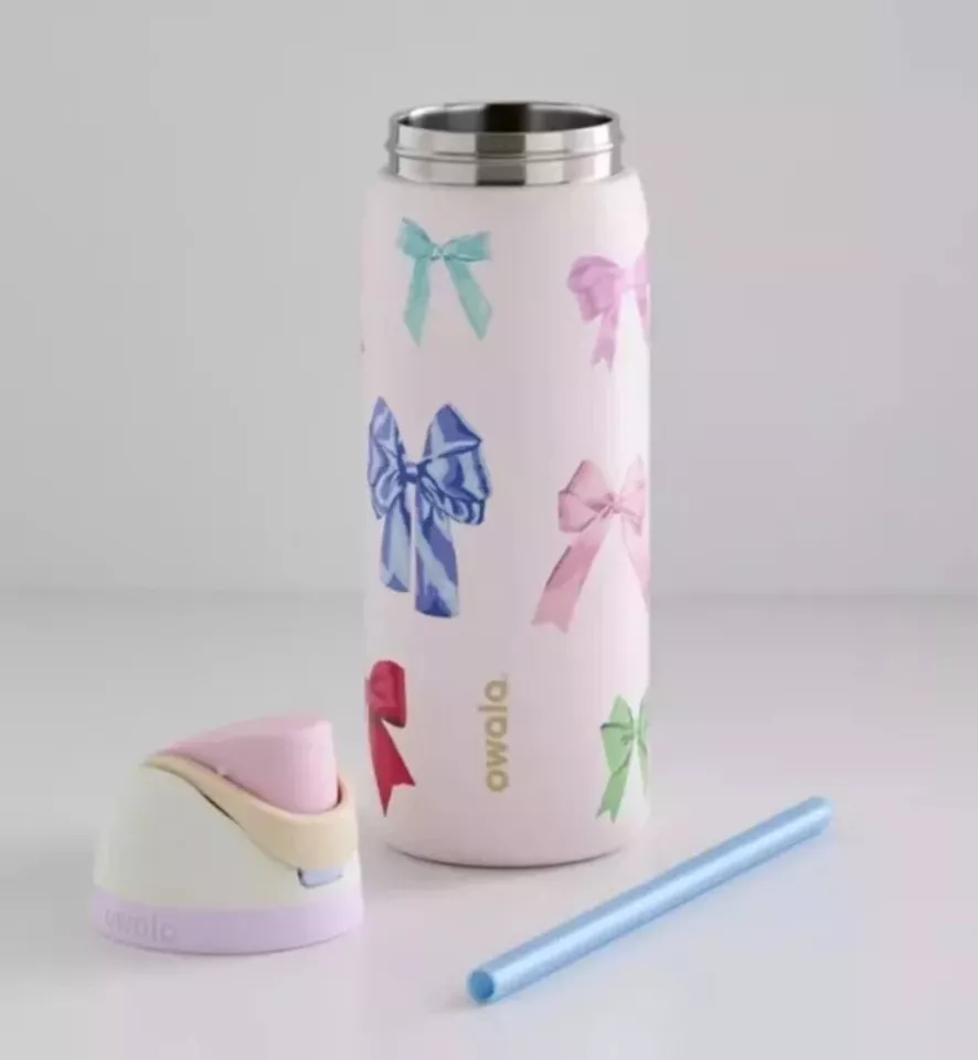 Owala Girlhood 32oz Free Sip Limited Edition UO Exclusive Multicolor Pink Bows