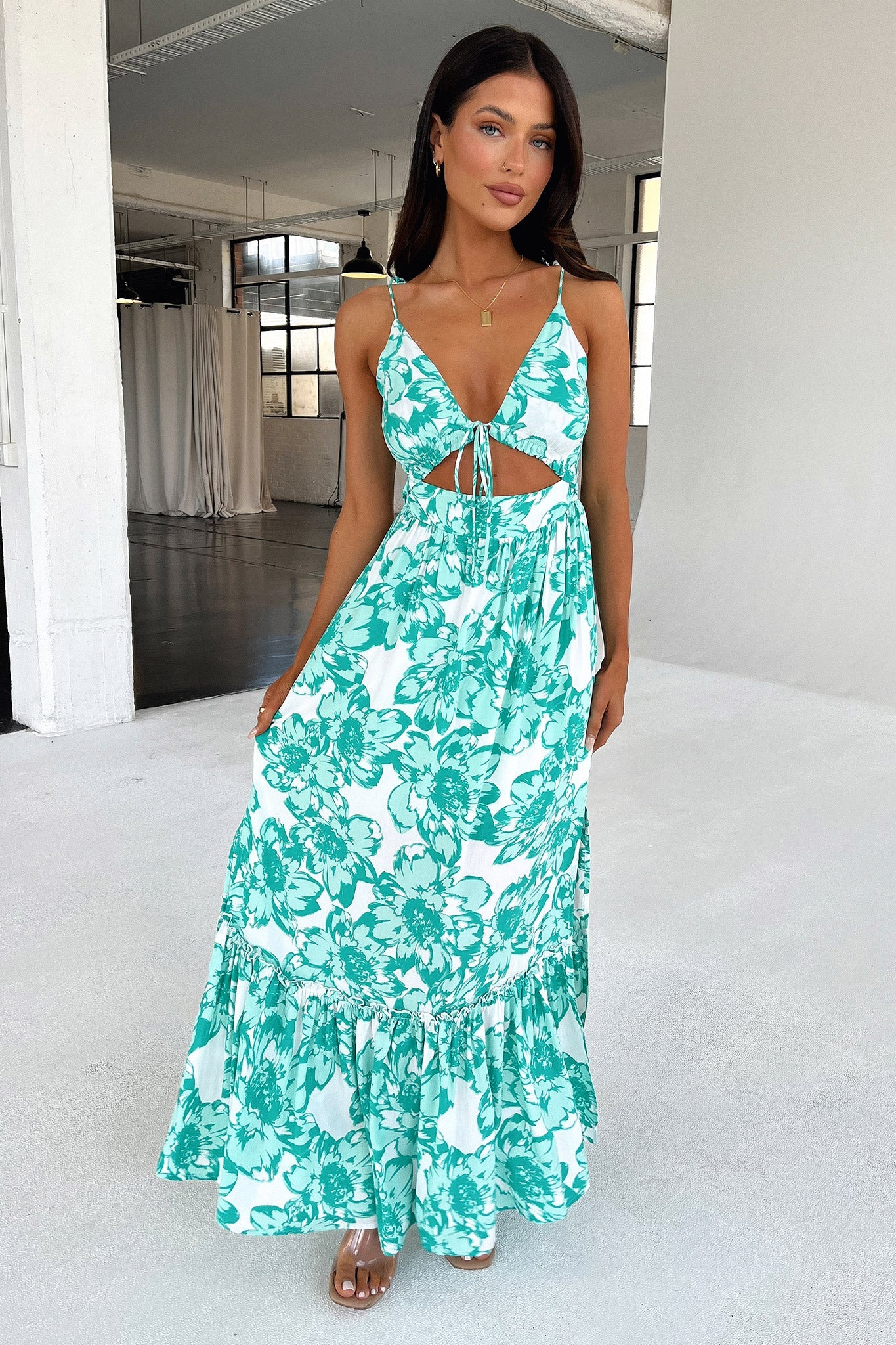 Primerose Maxi Dress - Green Floral